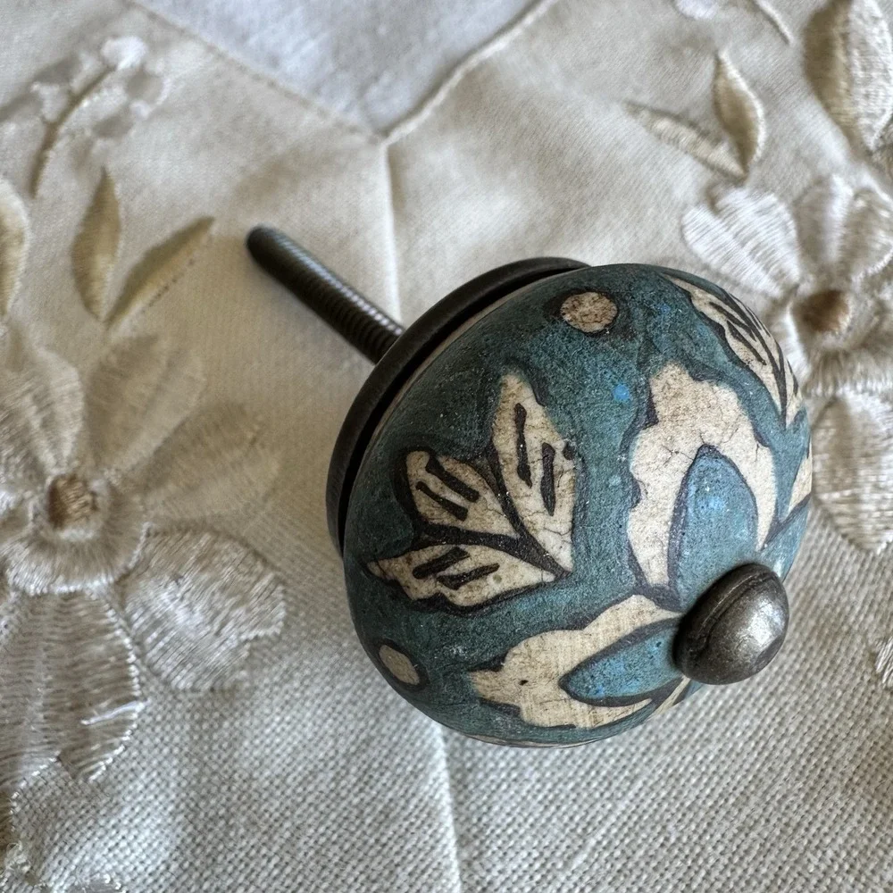 Deep Blue /Teal With Leaf Design 1.5